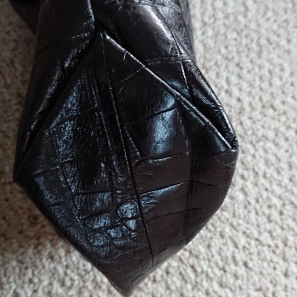 Furla croc Embossed Genuine Leather Purse in black - Picture 8 of 13